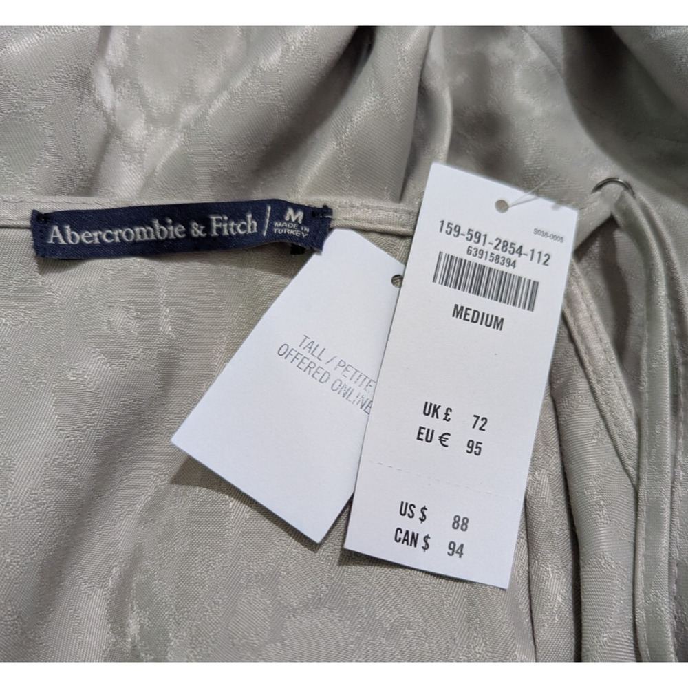 Abercrombie sz M Satin Wrap Dress animal print gray sleeveless tank 0625 - Picture 6 of 7